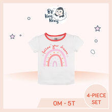 Load image into Gallery viewer, White baby girl tee with rainbow art for newborns to 5 years old
