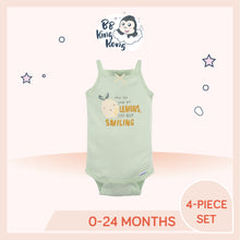 Load image into Gallery viewer, Green Gerber Baby Girl Sleeveless Onesies Bodysuits with lemon print art and text