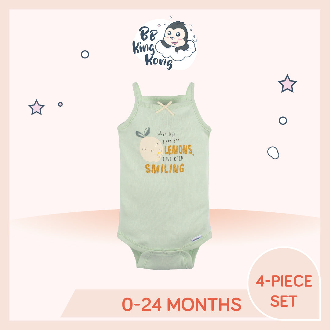 Gerber Pack Baby Girl Sunshine Sleeveless Onesies Bodysuits