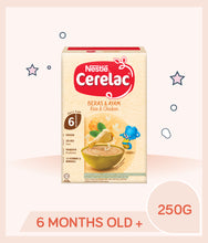 Load image into Gallery viewer, Cerelac Infant Cereal Rice & Chicken 250g Box is for kids over 6 months old