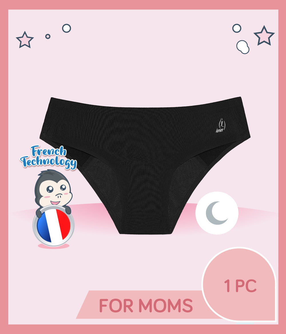 Emer Stella Black for night use with a mid-waist fit is for mothers
