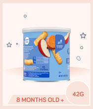 Load image into Gallery viewer, Side view of Gerber Lil Crunchies Apple Sweet Potato 42g Canister