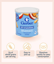 Load image into Gallery viewer, Gerber Lil Crunchies Apple Sweet Potato have whole grains, easy to pick up and dissolves quickly