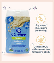 Load image into Gallery viewer, Gerber Organic Single Grain Cereal Oatmeal 227g Container