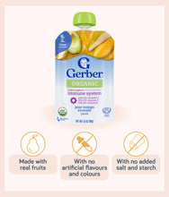 Load image into Gallery viewer, Gerber Organic Pear Mango Avocado pouch with product highlights