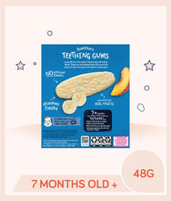 Load image into Gallery viewer, Back view of Gerber Teethers Banana Peach 48g Box with product info