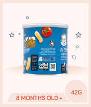 Load image into Gallery viewer, Crawler milestone info for Gerber Lil Crunchies Veggie Dip 42g Canister