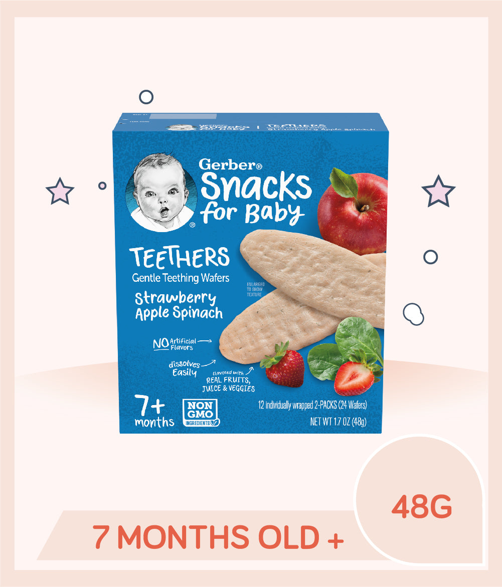 Gerber Teethers Strawberry Apple Spinach 48g Box for kids over 7 months old