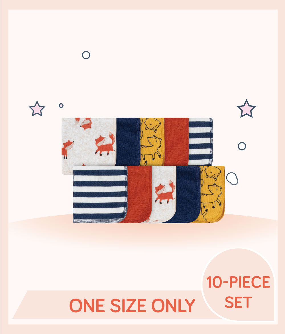 Gerber 10-Pack Boys Fox Washcloths one size only