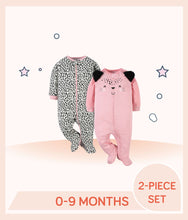 Load image into Gallery viewer, Gerber 2-Pack Baby Girls Leopard Sleep 'N Plays for 0 to 9 months