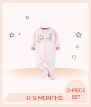 Load image into Gallery viewer, Pink Sleep n Play with white dots/ pink trim and "the Princess has arrived"