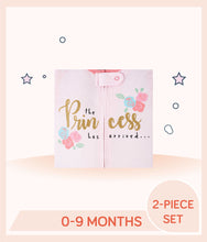 Load image into Gallery viewer, Close up of print text design "the Princess has arrived"