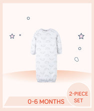 Load image into Gallery viewer, Beige white gown features an allover print of clouds