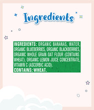 Load image into Gallery viewer, Ingredients of Gerber Organic Banana Blueberry Blackberry Oatmeal