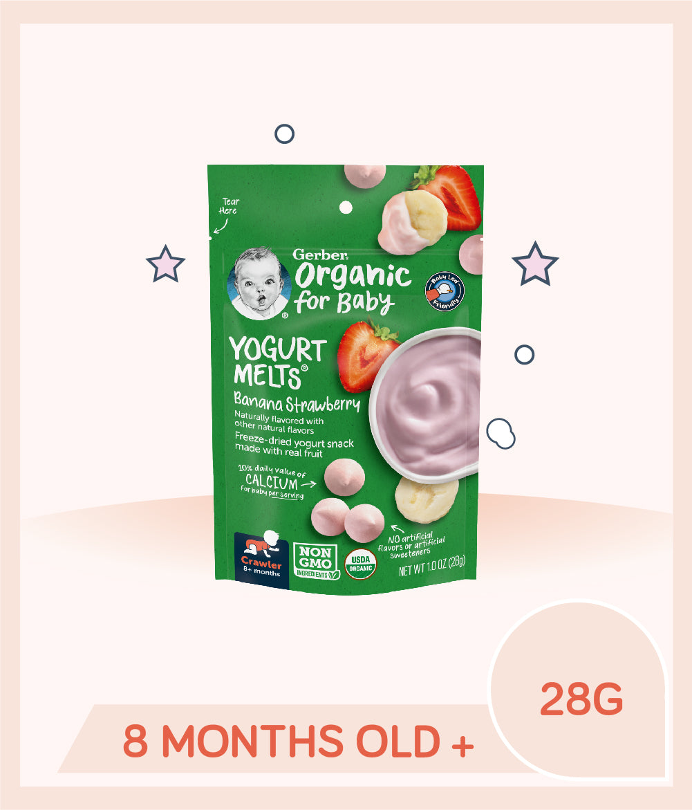 Gerber Organic Yogurt Melts Banana Strawberry 28g Pouch for kids over 8 months old