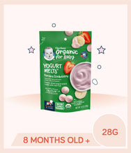Load image into Gallery viewer, Gerber Organic Yogurt Melts Banana Strawberry 28g Pouch for kids over 8 months old