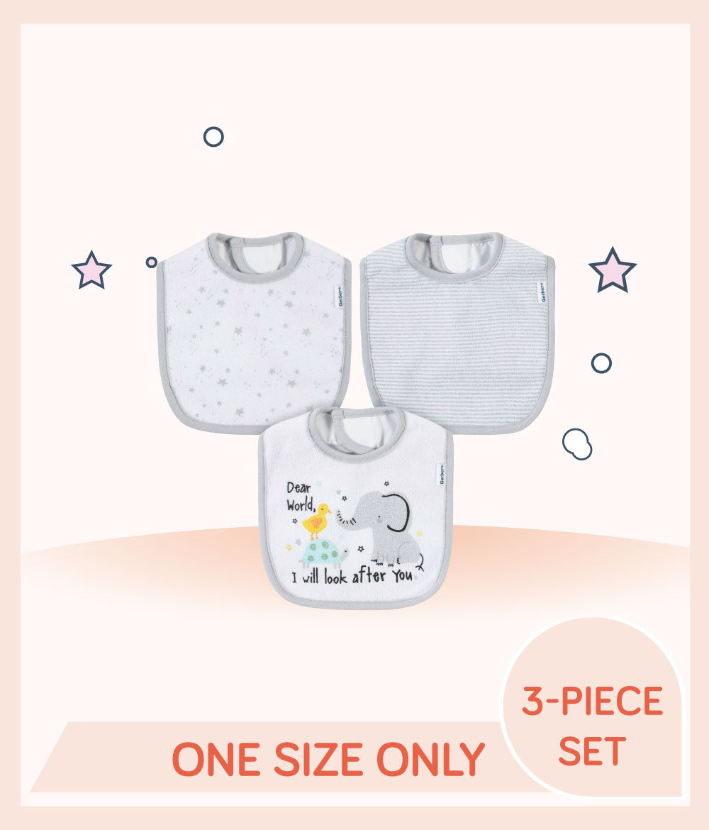 Designs of Gerber 3-Pack Baby & Toddler Neutral Baby Animals Bibs