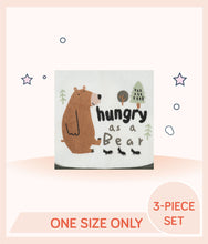 Load image into Gallery viewer, Close up of white bib with bear art