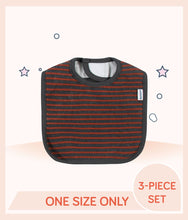 Load image into Gallery viewer, Gerber Boys Dino Bibs with gray orange stripes