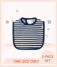 Load image into Gallery viewer, Navy Gerber Boys Fox Bibs with white stripes