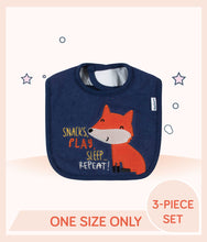 Load image into Gallery viewer, Navy Gerber Boys Fox Bibs with fox art