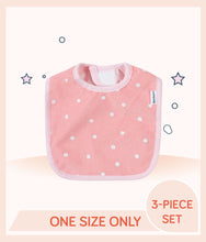 Load image into Gallery viewer, Pink Gerber Girls Princess Bibs with white polka dots