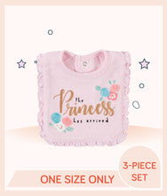 Load image into Gallery viewer, Pink ruffled Gerber Girls Princess Bibs with princess themed art