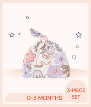 Load image into Gallery viewer, Ivory cap with allover purple floral print