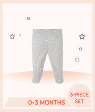 Load image into Gallery viewer, Gray footed pant with allover white star print