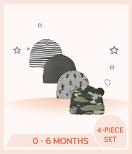 Load image into Gallery viewer, Designs of Gerber 4-Pack Baby Boys Bear Caps for 0 to 6 months old