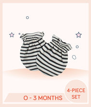 Load image into Gallery viewer, Green black striped Gerber Baby Boys Bear No Scratch Mittens