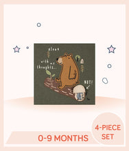 Load image into Gallery viewer, Forest green with screen print, embroidery bear art with 3D applique design