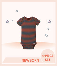 Load image into Gallery viewer, Gerber Baby Boys Dino Short Sleeve Onesies® Bodysuits with orange gray stripes