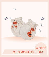 Load image into Gallery viewer, Beige Gerber 4-Pack Baby Boys No Scratch Mittens with fox print