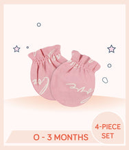 Load image into Gallery viewer, Ivory Gerber Baby Girls Bunny Ballerina No Scratch Mittens with text "love" print
