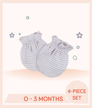 Load image into Gallery viewer, White purple striped Gerber Baby Girls Bunny Ballerina No Scratch Mittens