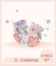 Load image into Gallery viewer, Ivory Gerber Baby Girls Bunny Ballerina No Scratch Mittens with floral print
