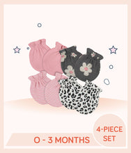 Load image into Gallery viewer, Gerber 4-Pack Baby Girls Leopard No Scratch Mittens for 0 to 3 months