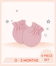 Load image into Gallery viewer, Pink white striped Gerber Baby Girls Leopard No Scratch Mittens