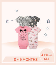 Load image into Gallery viewer, Gerber 4-Pack Baby Girls Leopard Short Sleeve Onesies® Bodysuits for 0 to 9 months