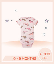Load image into Gallery viewer, Pink Gerber Baby Girls Short Sleeve Onesies® Bodysuit with overall leopard print