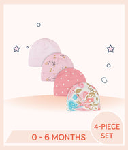 Load image into Gallery viewer, Designs of Gerber 4-Pack Baby Girls Princess Caps for 0 to 6 months old