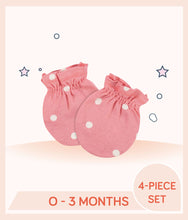 Load image into Gallery viewer, Solid pink Gerber Baby Girls Princess No Scratch Mittens with white dots