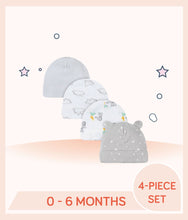 Load image into Gallery viewer, Gerber 4-Pack Baby Neutral Baby Animals Caps for 0 to 6 months old