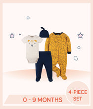 Load image into Gallery viewer, Gerber 4-Piece Baby Boys Fox Outfit Set for 0 to 9 months