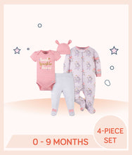 Load image into Gallery viewer, Gerber 4-Piece Baby Girls Bunny Ballerina Outfit Set for 0 to 9 months