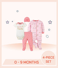Load image into Gallery viewer, Gerber 4-Piece Baby Girls Princess Outfit Set for 0 to 9 months
