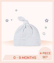 Load image into Gallery viewer, White baby cap with stripes