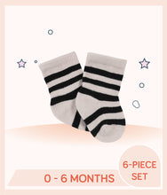 Load image into Gallery viewer, White Gerber Baby Boys Socks with black stripes