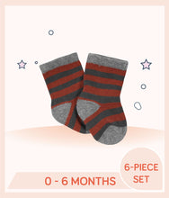 Load image into Gallery viewer, Orange Gerber Baby Boys Socks with gray stripes